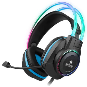 Zebronics Jet PRO Premium Wired Gaming On Ear Headphone with LED for Headband (Black, Blue)